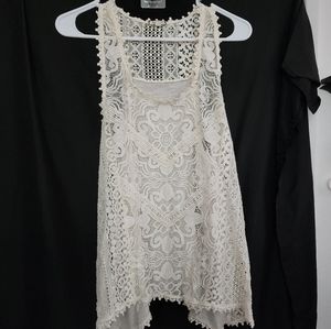 White floral lace tank top size xl